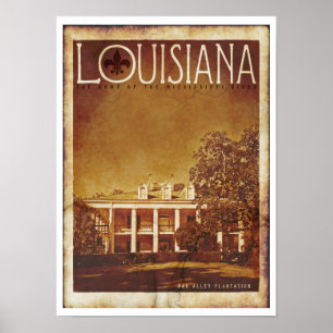 Poster de viagens de Plantação de Vintage Louisi
