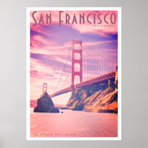 Poster de viagens de ponte da porta do Ouro Vintag