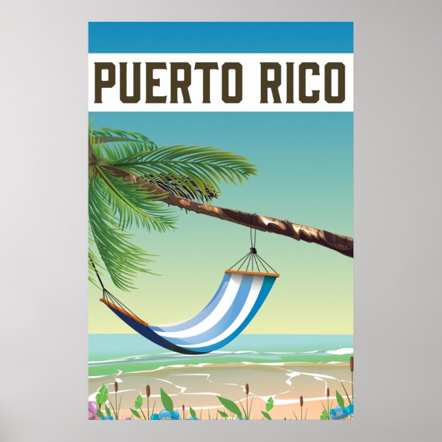 Poster de viagens de Porto Rico Beach. (Frente)