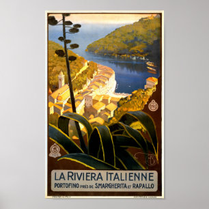 Poster de viagens de Portofino do vintage