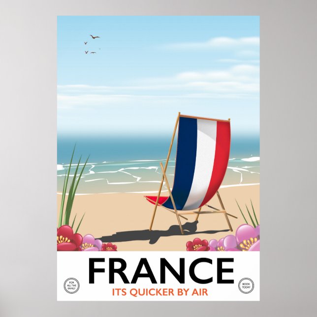 Poster de viagens de praia ao largo da França (Frente)
