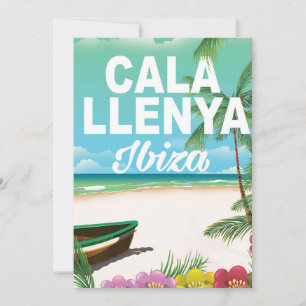 poster de viagens de praia cala llenya ibiza