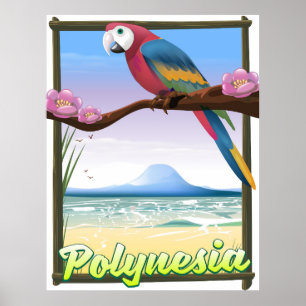 poster de viagens de praia da Polinésia