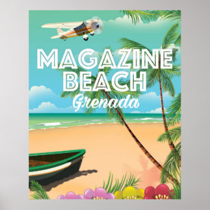 Poster de viagens de Praia da Revista Grenada