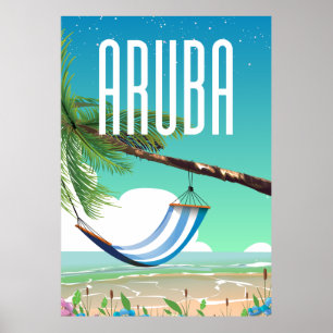 Poster de viagens de praia de Aruba Hammock