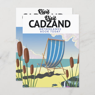 Poster de viagens de praia de Cadzand Países Baixo