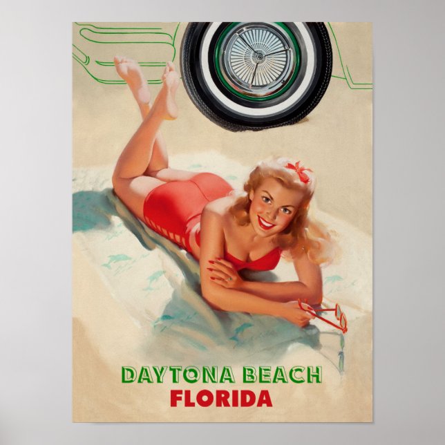 Poster de viagens de praia de Daytona (Frente)