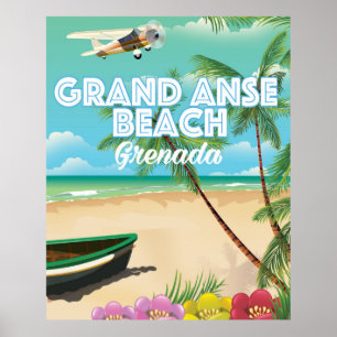 Poster de viagens de praia de Granada Grand Anse