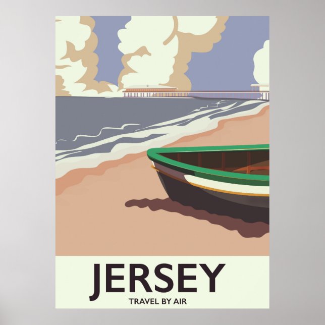 Poster de viagens de praia de Jersey (Frente)
