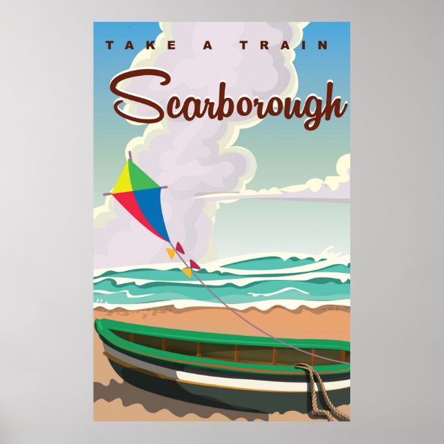 Poster de viagens de praia de Scarborough (Frente)