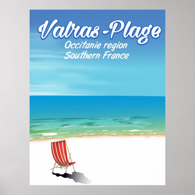Poster de viagens de praia de Valras-Plage na Fran (Frente)