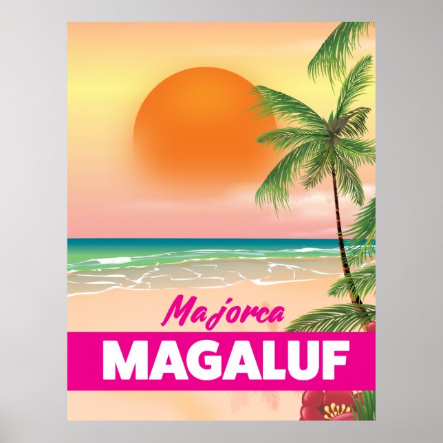 Poster de viagens de praia Magaluf Majorca (Frente)