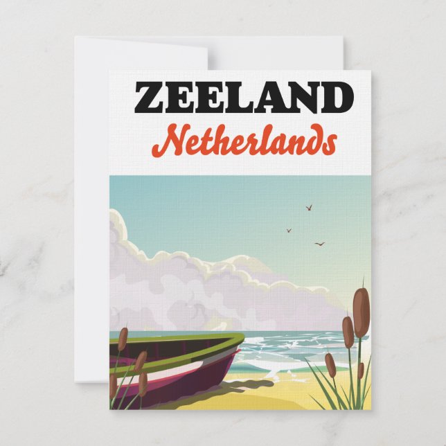 Poster de viagens de praia na Holanda (Verso)