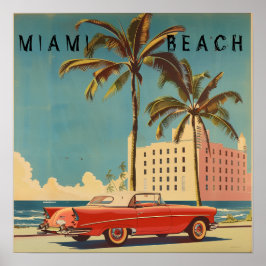 Poster de viagens de praia Vintage Miami