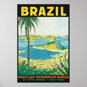 Poster de viagens de Rio Brasil do vintage