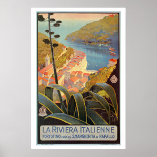 Poster de viagens de Riviera do italiano de