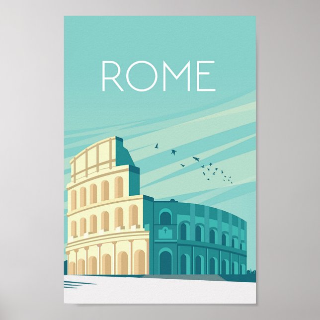 Poster de viagens de Roma, impressão de Roma, impr (Frente)