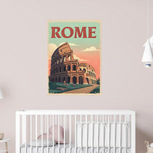 Poster de viagens de Roma Vintage - Muro Colosseum