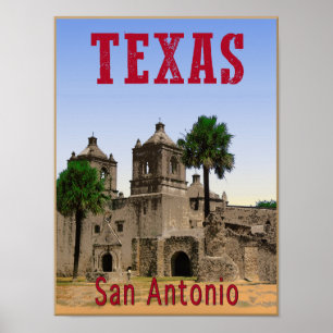 Poster de viagens de San Antonio, Texas