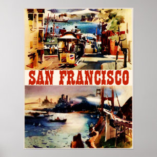 Poster de viagens de San Francisco do vintage