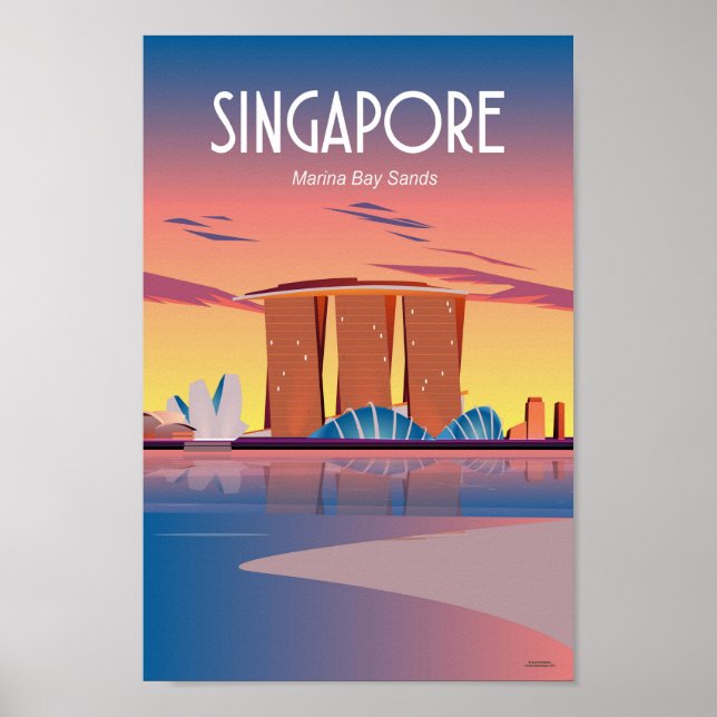 Poster de viagens de Singapura, areias da baía de  (Frente)
