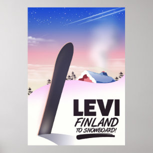 Poster de viagens de Snowboard Levi Finlândia
