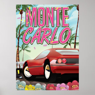 Poster de viagens de supercarro Monte Carlo