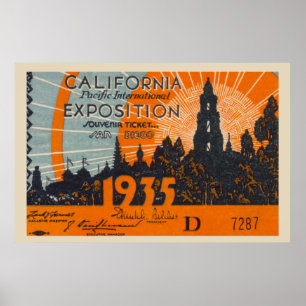 Poster de viagens de Tíquete da Vintage 1935 San 