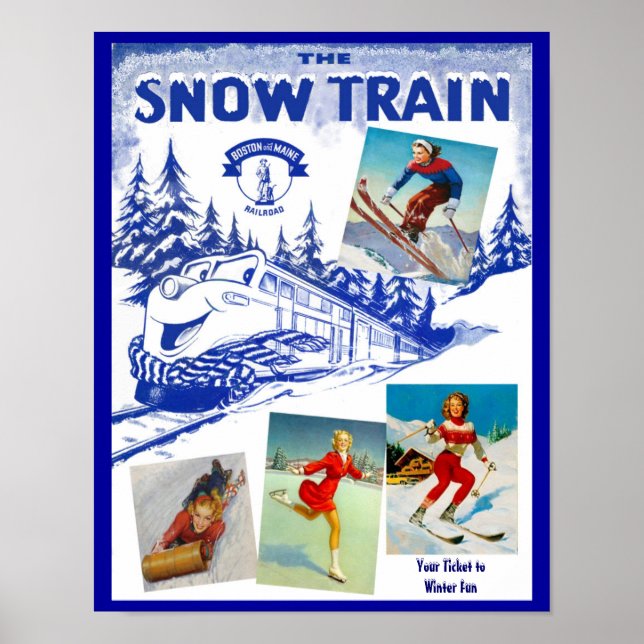 Poster de viagens de Trem da Neve Ferroviária de B (Frente)