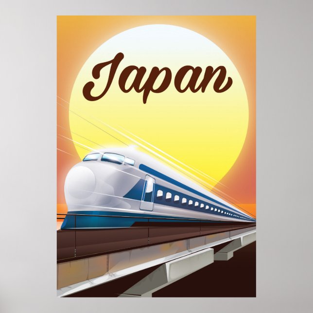 Poster de viagens de Trem de Bullet no Japão (Frente)