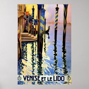 Poster de viagens de Veneza Italia do canal grande