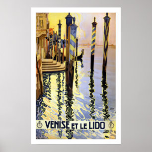 Poster de viagens de Veneza Italia do vintage