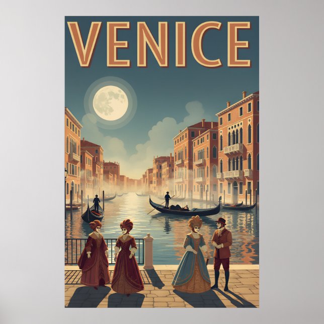 Poster de viagens de Veneza Retro (Frente)