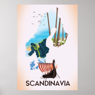 Poster de viagens de Viking do mapa de