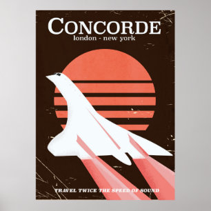 Poster de viagens de voo de vintage Concorde