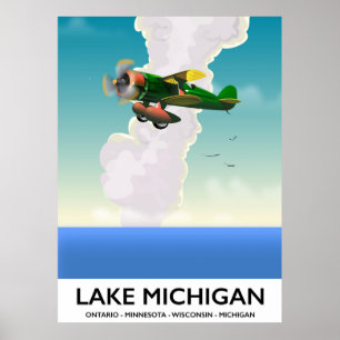 poster de viagens de voo do Lago Michigan
