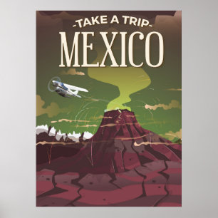 poster de viagens de vulcão do méxico