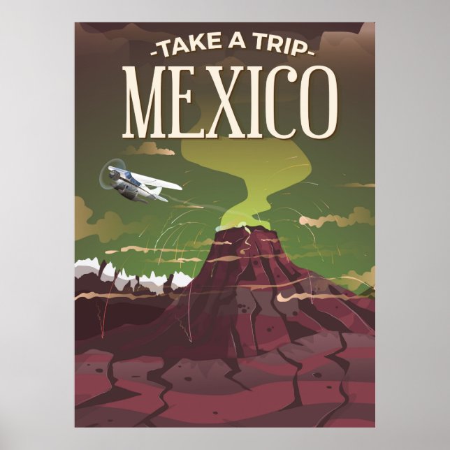 poster de viagens de vulcão do méxico (Frente)