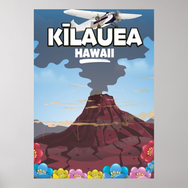 Poster de viagens de vulcão Kīlauea Hawaii (Frente)