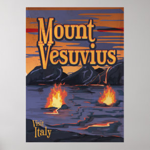 poster de viagens de vulcão Monte Vesúvio