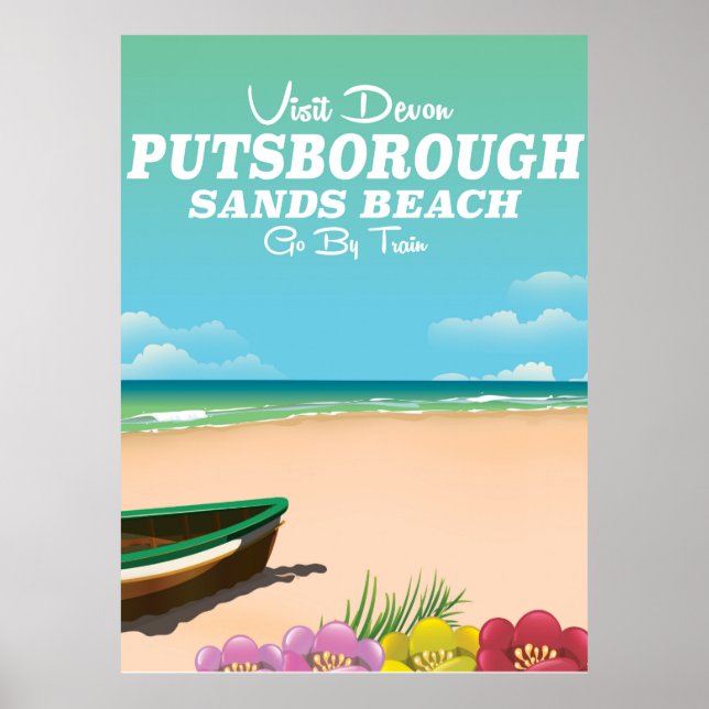 Poster de viagens Devon da Praia de Putsborough Sa (Frente)