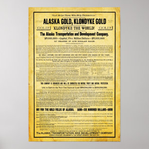 Poster de viagens do Alasca da febre do ouro de
