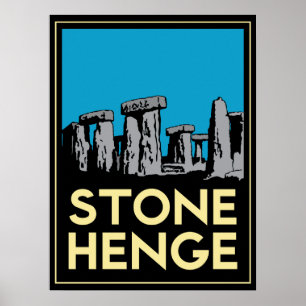 Poster de viagens do art deco de Stonehenge