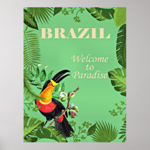Poster de viagens do Brasil, tucano,