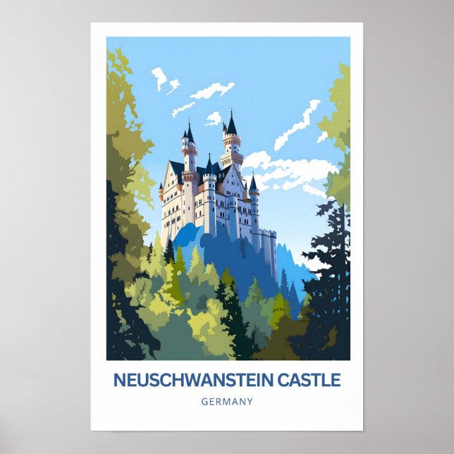 Poster de viagens do Castelo Neuschwanstein Aleman (Frente)