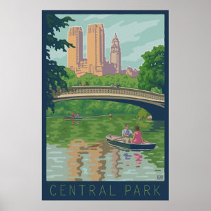 Poster de viagens do Central Park do vintage