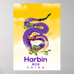 poster de viagens do Dragão de Harbin China