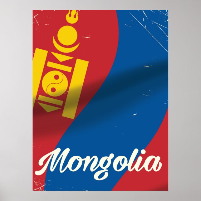 Poster de viagens do estilo de colheita da Mongóli (Frente)