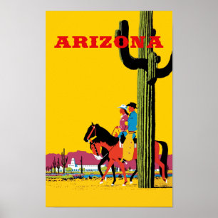 Poster de viagens do estilo do vintage da arizona