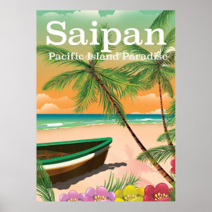 Poster de viagens do estilo do vintage de Saipan